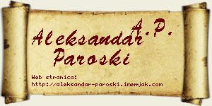 Aleksandar Paroški vizit kartica